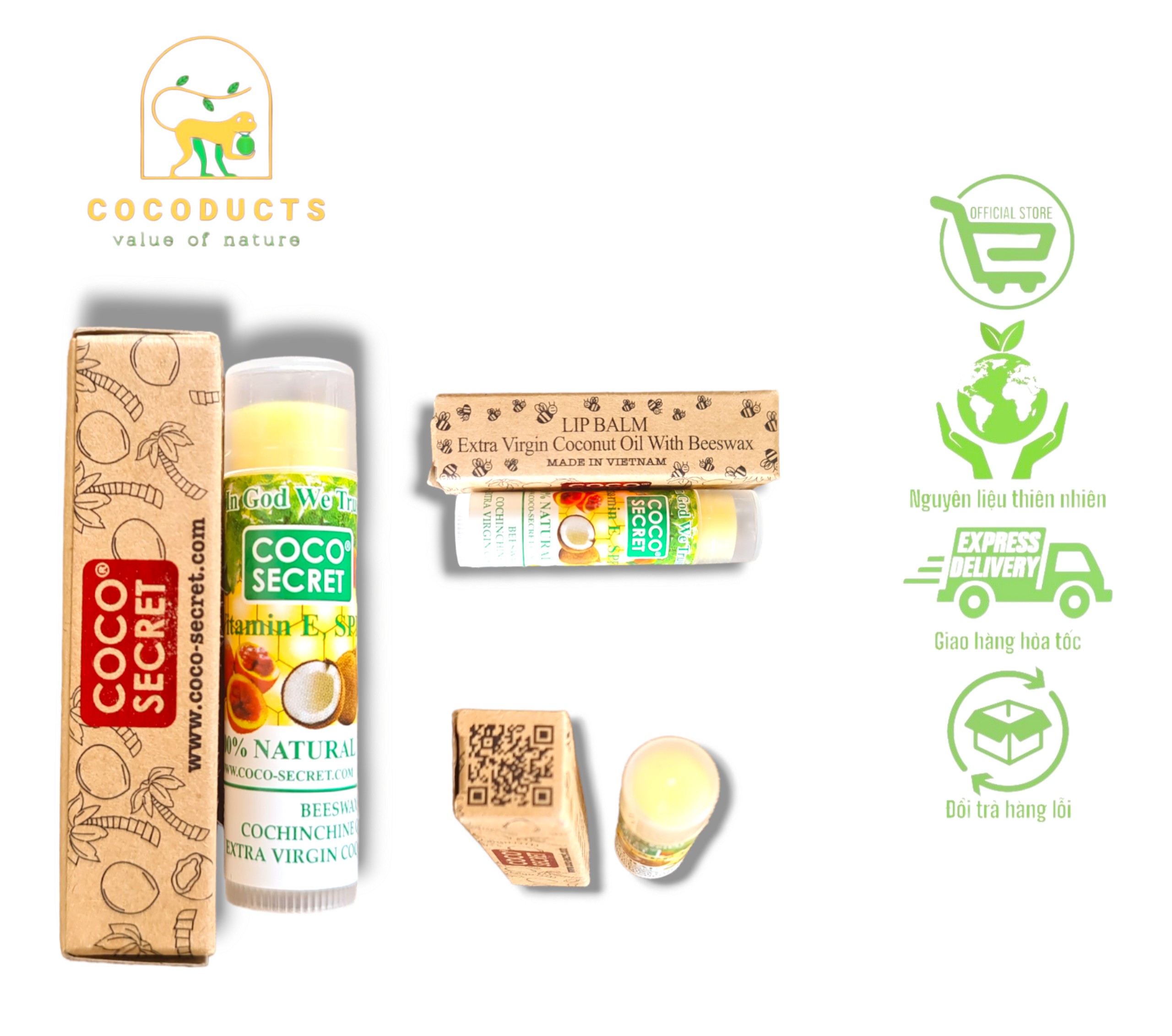 Son dưỡng môi dầu dừa sáp ong Coco Secrect – Cocoducts VietNam